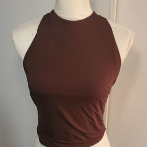 White Fox Boutique Chocolate Crop Halter Top
